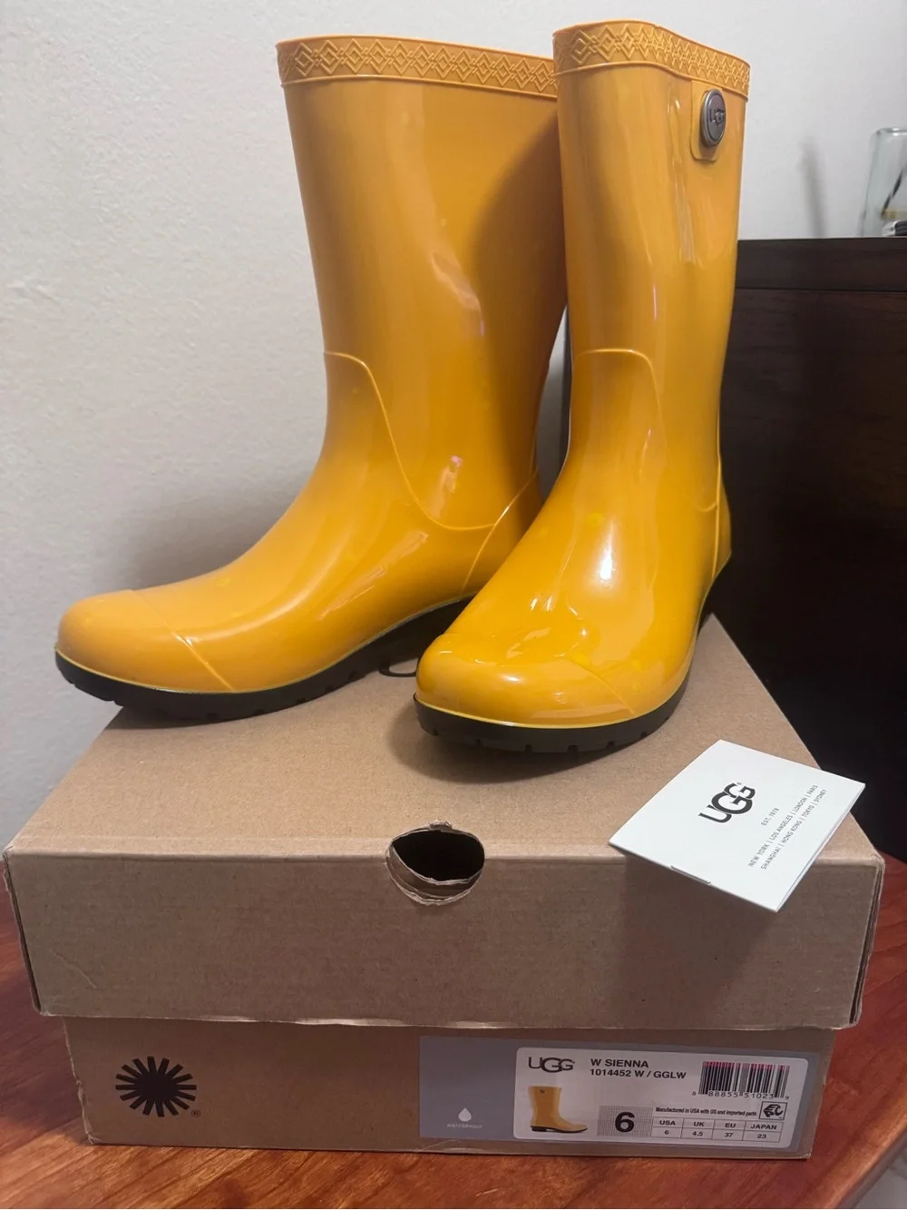 UGG Women's Yellow Gloss Rain Boots